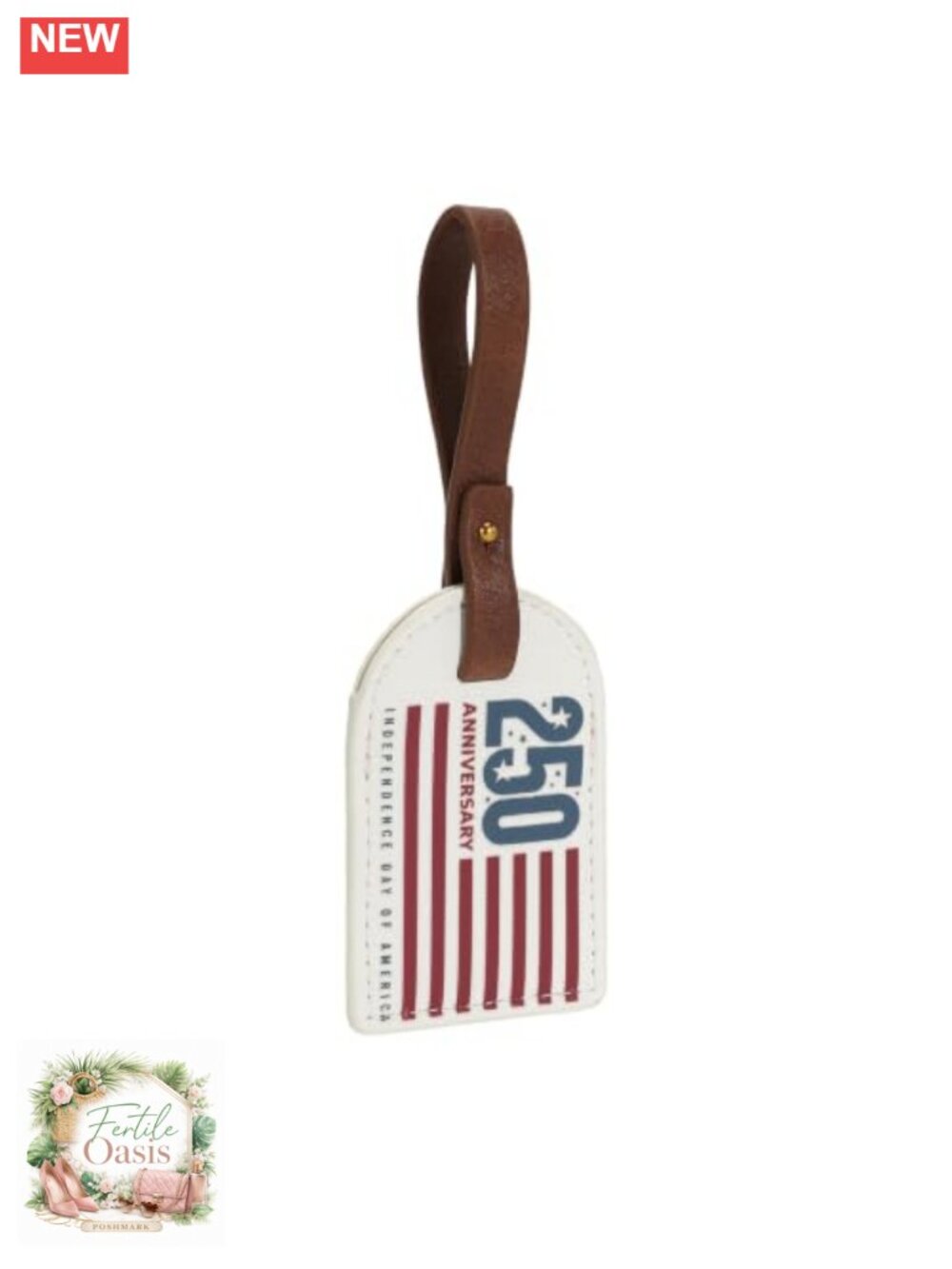 Patriotic Purse Charm Keychain Faux Leather 250 Flag Keyring Bag Tag
